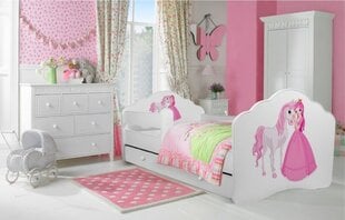 Lasten sänky Adrk Furniture Casimo Princess with Horse, 70x140 cm, valkoinen hinta ja tiedot | Lastensängyt | hobbyhall.fi