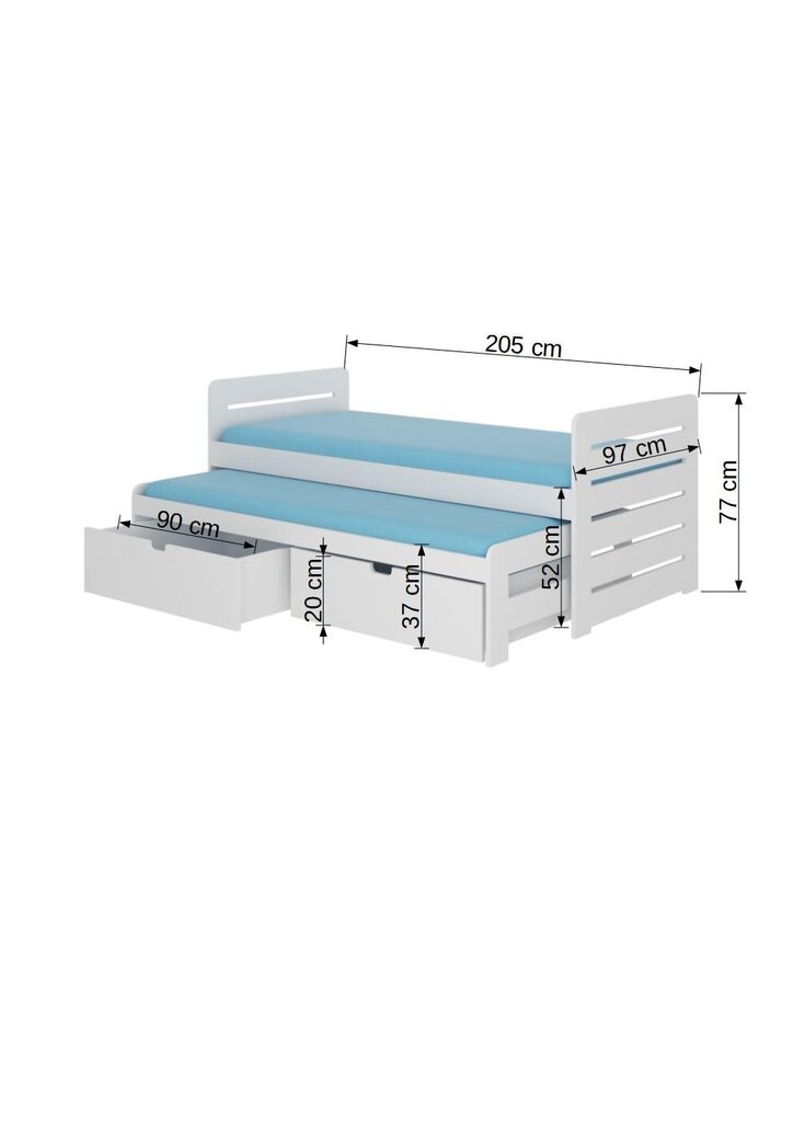 Lasten sänky ADRK Furniture Tomi, 90x200 cm, ruskea hinta ja tiedot | Lastensängyt | hobbyhall.fi