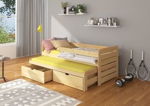 Lasten sänky turvalaidalla ADRK Furniture Tomi 90x200 cm, ruskea hinta ja tiedot | Lastensängyt | hobbyhall.fi