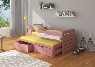 Lasten sänky turvalaidalla ADRK Furniture Tomi 90x200 cm, roosa hinta ja tiedot | Lastensängyt | hobbyhall.fi