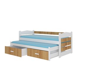 Lasten sänky ADRK Furniture Tiarro 90x200 cm, valkoinen/ruskea hinta ja tiedot | Lastensängyt | hobbyhall.fi