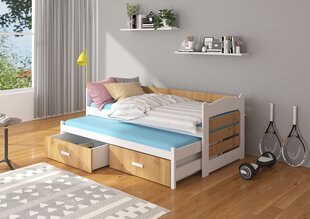 Lasten sänky ADRK Furniture Tiarro 90x200 cm, valkoinen/ruskea hinta ja tiedot | Lastensängyt | hobbyhall.fi