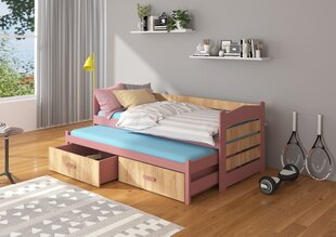 Lasten sänky Adrk Furniture Tiarro 90x200 cm, roosa/ruskea hinta ja tiedot | Lastensängyt | hobbyhall.fi