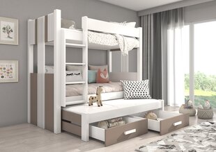 Kerrossänky Adrk Furniture Artema patjoineen, 90x200 cm, valkoinen/ruskea hinta ja tiedot | Lastensängyt | hobbyhall.fi