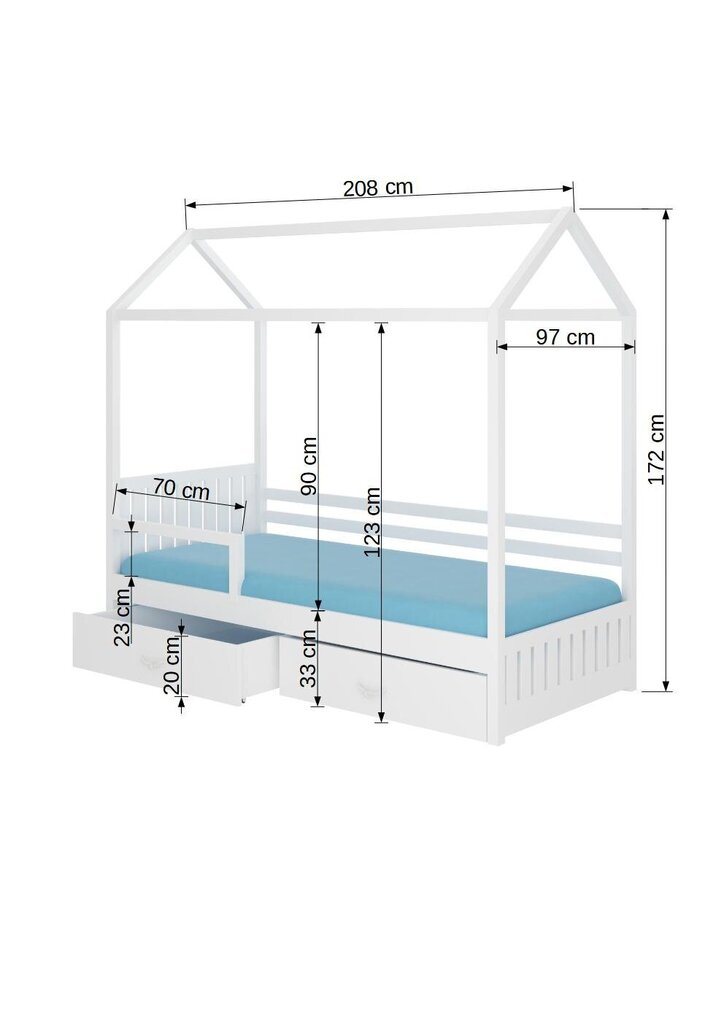 Sänky Adrk Furniture Rose turvalaidalla, 90x200 cm, ruskea hinta ja tiedot | Lastensängyt | hobbyhall.fi