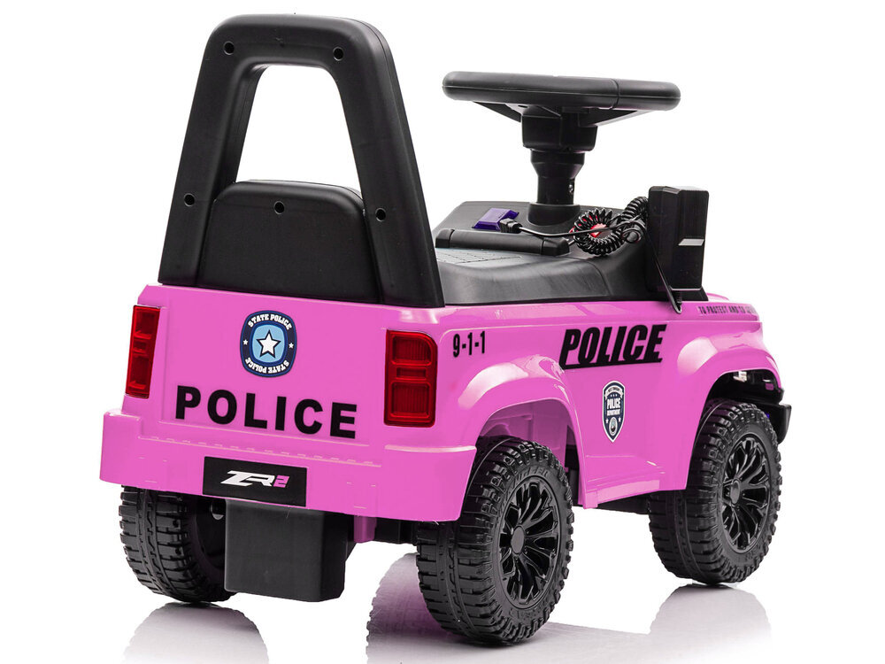 Potkuauto kaiuttimella Poliisi QLS-993, vaaleanpunainen hinta ja tiedot | Vauvan lelut | hobbyhall.fi