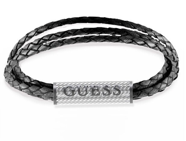 Guess Moderni Bond Street aito musta nahkarannekoru JUMB03033JWSTBK sGU2434-20 hinta ja tiedot | Miesten korut | hobbyhall.fi