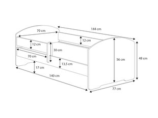 Lasten sänky Adrk Furniture Pepe Police, 70x140 cm, valkoinen hinta ja tiedot | Lastensängyt | hobbyhall.fi