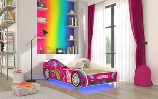 Lastensänky Adrk Furniture Led Car, 80x160 cm, roosa hinta ja tiedot | Lastensängyt | hobbyhall.fi