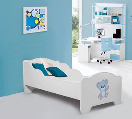 Lasten sänky Adrk Furniture Amadis Blue Bear, 70x140 cm, valkoinen hinta ja tiedot | Lastensängyt | hobbyhall.fi