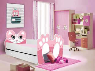 Lasten sänky Adrk Furniture Furniture Bear, 80x160 cm, roosa/valkoinen hinta ja tiedot | Lastensängyt | hobbyhall.fi