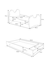 Lasten sänky ADRK Furniture Bear 144, 70x140 cm, sininen/valkoinen hinta ja tiedot | Lastensängyt | hobbyhall.fi