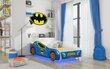 Lasten sänky ADRK Furniture Led Batcar, 70x140 cm, sininen hinta ja tiedot | Lastensängyt | hobbyhall.fi