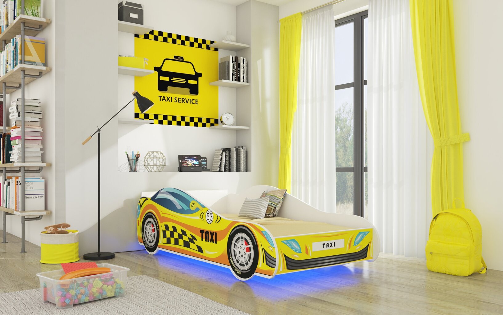 Lasten sänky Adrk Furniture Led Taxi, 80x160 cm, keltainen hinta ja tiedot | Lastensängyt | hobbyhall.fi