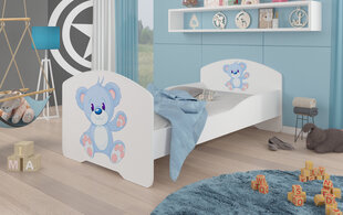 Lasten sänky ADRK Furniture Pepe Blue Bear, 80x160 cm, valkoinen hinta ja tiedot | Lastensängyt | hobbyhall.fi