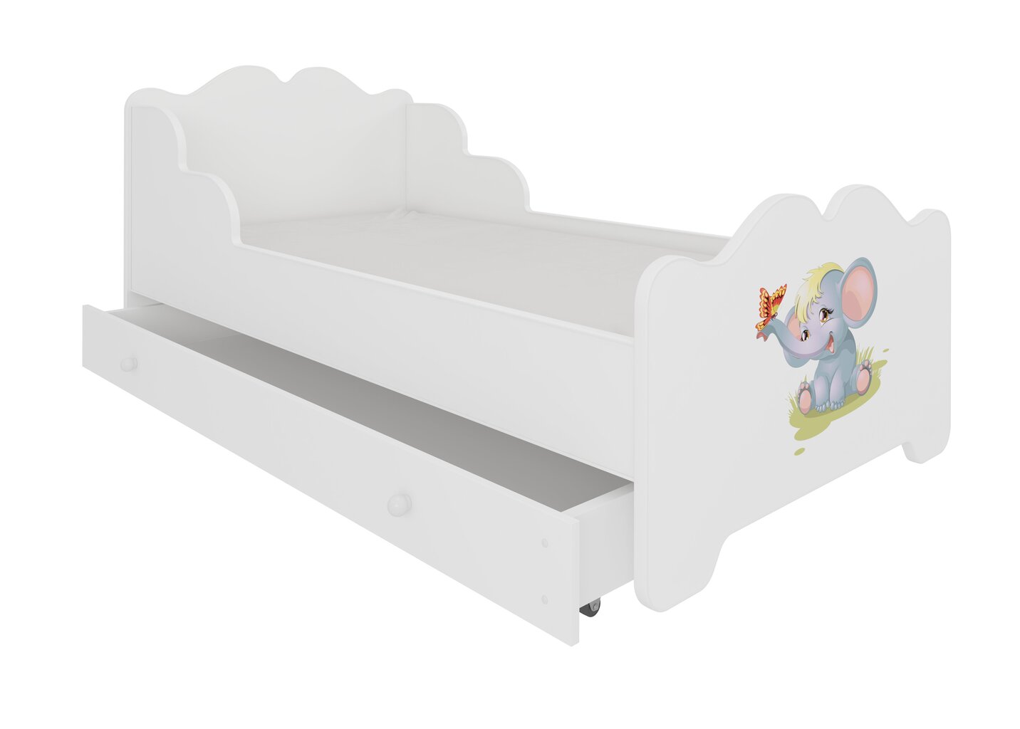 Lasten sänky ADRK Furniture Ximena Elephant, 80x160 cm, valkoinen hinta ja tiedot | Lastensängyt | hobbyhall.fi
