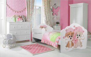 Lasten sänky ADRK Furniture Casimo Two Dogs, 70x140 cm, valkoinen hinta ja tiedot | Lastensängyt | hobbyhall.fi