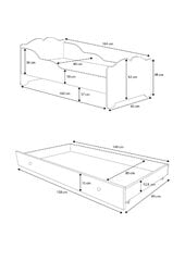 Lasten sänky ADRK Furniture Ximena Two Dogs, 80x160 cm, valkoinen hinta ja tiedot | Lastensängyt | hobbyhall.fi