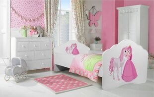Lasten sänky Adrk Furniture Casimo Princess with Horse, 80x160 cm, valkoinen hinta ja tiedot | Lastensängyt | hobbyhall.fi