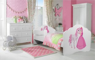 Lasten sänky Adrk Furniture Casimo Princess with Horse, 70x140 cm, valkoinen hinta ja tiedot | Lastensängyt | hobbyhall.fi
