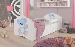 Lasten sänky ADRK Furniture Casimo Bear, 70x140 cm, valkoinen/sininen hinta ja tiedot | Lastensängyt | hobbyhall.fi