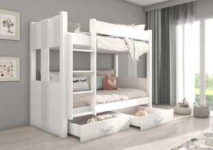 Kerrossänky Adrk Furniture Arta patjalla, 90x200 cm, valkoinen hinta ja tiedot | Lastensängyt | hobbyhall.fi