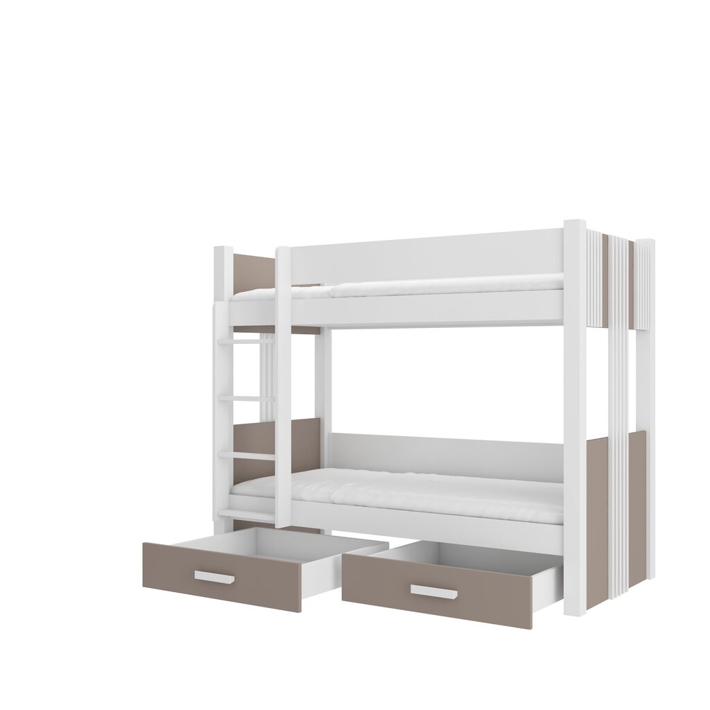 Kerrossänky Adrk Furniture Arta, 90x200 cm, valkoinen/ruskea hinta ja tiedot | Lastensängyt | hobbyhall.fi