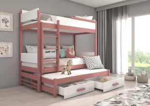 Kerrossänky Adrk Furniture Queen, 80x180 cm, valkoinen/vaaleanpunainen hinta ja tiedot | Lastensängyt | hobbyhall.fi