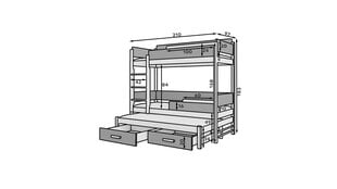 Kerrossänky Adrk Furniture Queen patjoineen, 90x200 cm, valkoinen/harmaa hinta ja tiedot | Lastensängyt | hobbyhall.fi