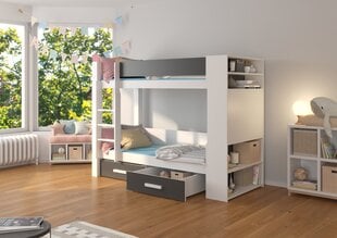 Kerrossänky ADRK Furniture Garet, 90x200 cm, valkoinen/musta hinta ja tiedot | Lastensängyt | hobbyhall.fi