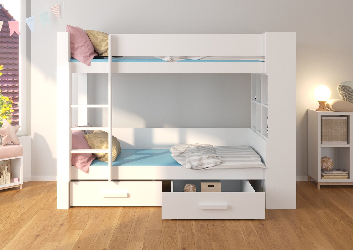 Sänky ADRK Furniture Garet 80x180 cm, valkoinen/musta hinta ja tiedot | Lastensängyt | hobbyhall.fi