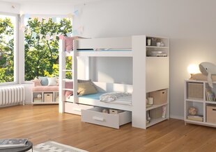 Kerrossänky ADRK Furniture Garet, 90x200 cm, valkoinen/harmaa hinta ja tiedot | Lastensängyt | hobbyhall.fi