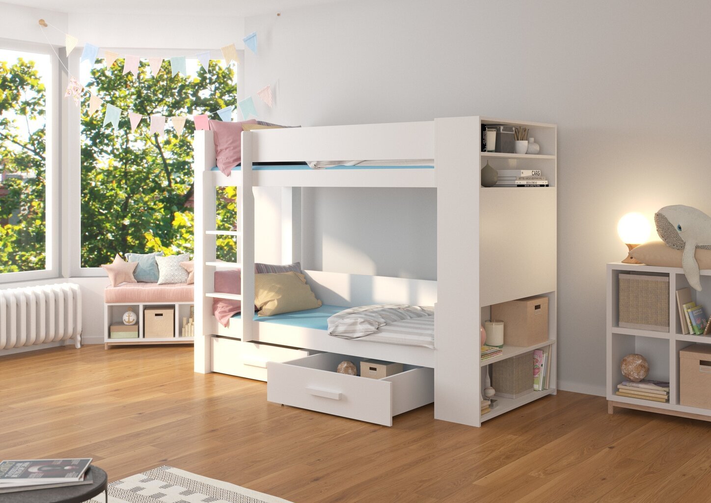 Kerrossänky ADRK Furniture Garet 80x180 cm, valkoinen hinta ja tiedot | Lastensängyt | hobbyhall.fi