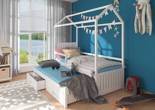 Sänky ADRK Furniture Jonasek turvalaidalla 80x180cm, valkoinen hinta ja tiedot | Lastensängyt | hobbyhall.fi