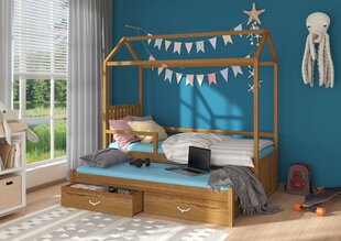 Sänky ADRK Furniture Jonasek sivusuojalla 80x180cm, ruskea hinta ja tiedot | Lastensängyt | hobbyhall.fi