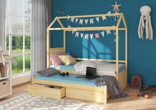Adrk Furniture Jonasek sänky patjalla, 80x180cm, ruskea hinta ja tiedot | Lastensängyt | hobbyhall.fi