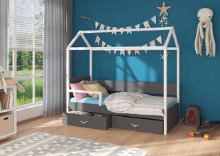 Lasten sänky turvalaidalla ADRK Furniture Otello 90x200 cm, valkoinen/musta hinta ja tiedot | Lastensängyt | hobbyhall.fi