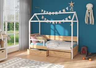 Sänky ADRK Furniture Otello 90x200 cm turvalaidalla, valkoinen/ruskea hinta ja tiedot | Lastensängyt | hobbyhall.fi