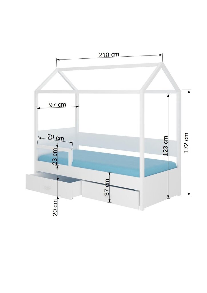 Sänky ADRK Furniture Otello 90x200 cm turvalaidalla, valkoinen/ruskea hinta ja tiedot | Lastensängyt | hobbyhall.fi