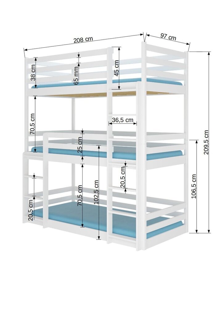 Kerrossänky ADRK Furniture Tedro, 90x200 cm, ruskea hinta ja tiedot | Lastensängyt | hobbyhall.fi