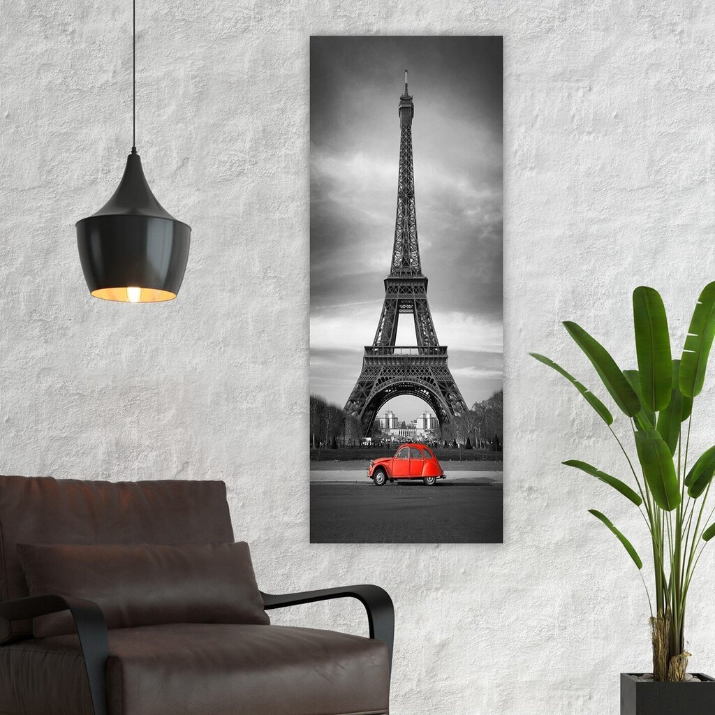 Taulu Punainen auto ja Eiffel-torni. hinta 