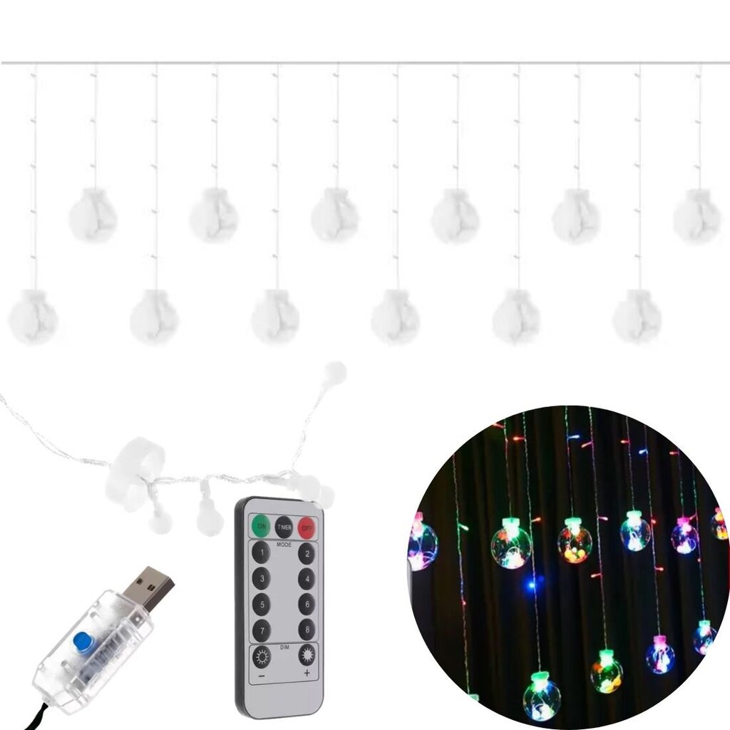 Valoverho 108 LED USB monivärinen hinta ja tiedot | Jouluvalot | hobbyhall.fi