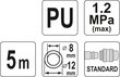 Spiraaliletku suuttimella (polyuretaani) L-5m d-8mm Yato (YT-24207). hinta ja tiedot | Kompressorit | hobbyhall.fi