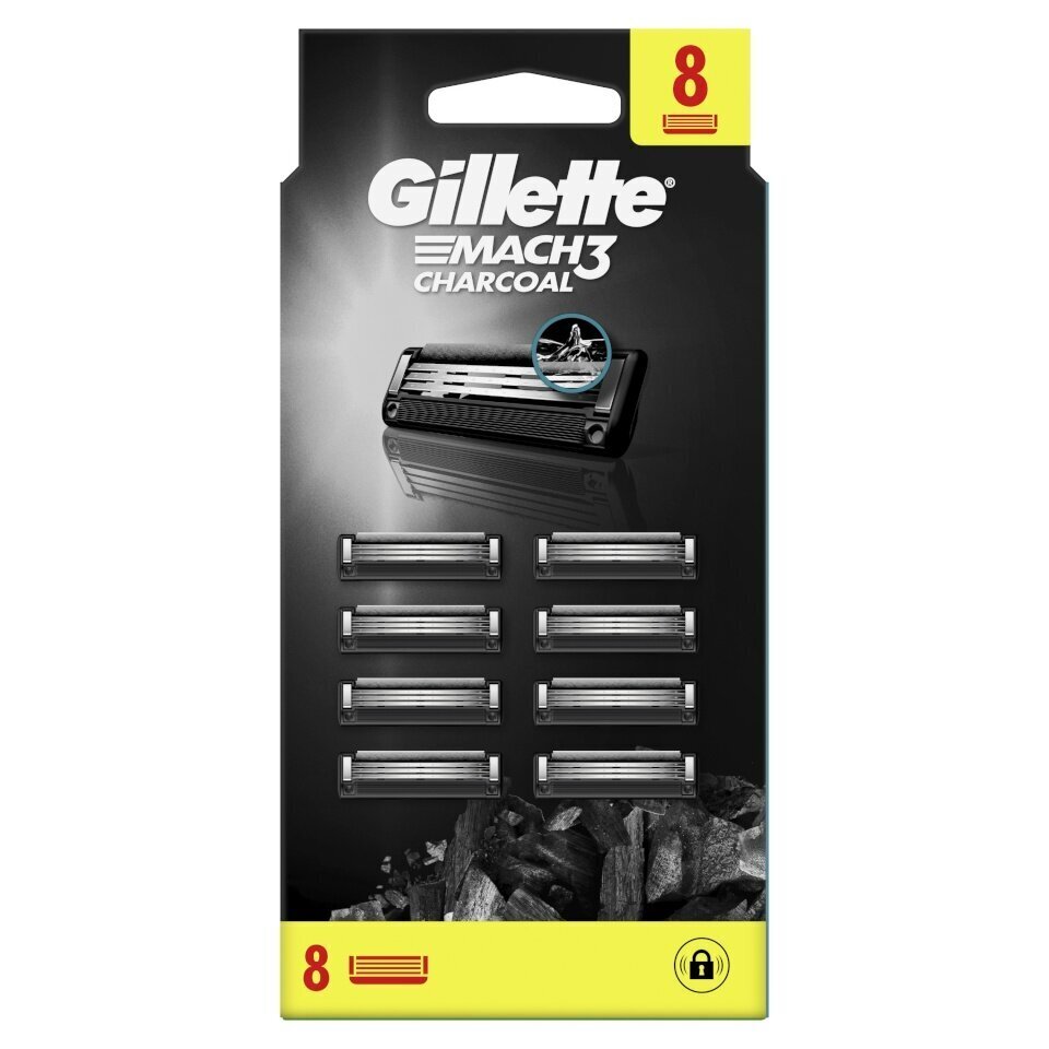 Gillette Mach3 Charcoal Vaihtoterät parranajokoneeseen 8 kpl hinta ja tiedot | Parranajo ja karvanpoisto | hobbyhall.fi