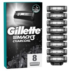 Gillette Mach3 Charcoal Vaihtoterät parranajokoneeseen 8 kpl hinta ja tiedot | Parranajo ja karvanpoisto | hobbyhall.fi