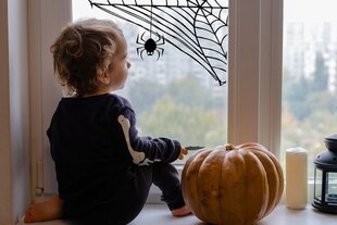 Ikkunatarra Halloween hämähäkinverkko kulma kammottava hämähäkinverkko koriste - 40 x 27 cm hinta ja tiedot | Sisustustarrat | hobbyhall.fi