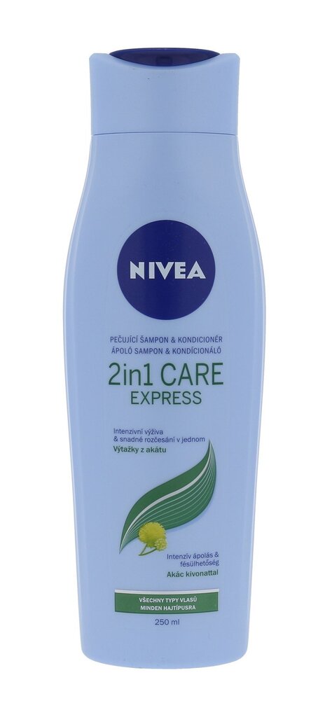 Shampoo ja hoitoaine Nivea 2 in 1 Express 250 ml hinta ja tiedot | Shampoot | hobbyhall.fi