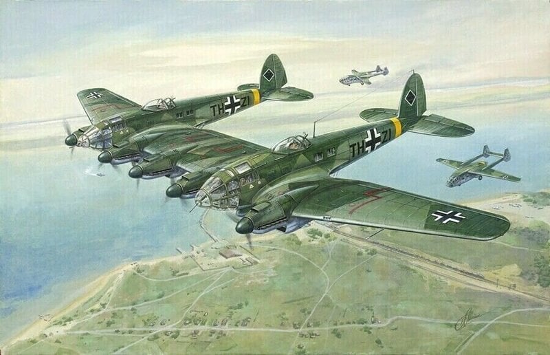 Liimattava pienoismalli Roden 346 Heinkel He111Z-1 Zwilling 1/144