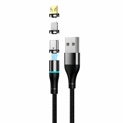 Setty USB magneettikaapeli 1m 2A nylon musta hinta ja tiedot | Puhelinkaapelit | hobbyhall.fi