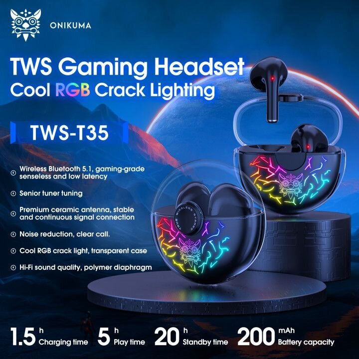 Onikuma T35 Gaming TWS hinta ja tiedot | Kuulokkeet | hobbyhall.fi